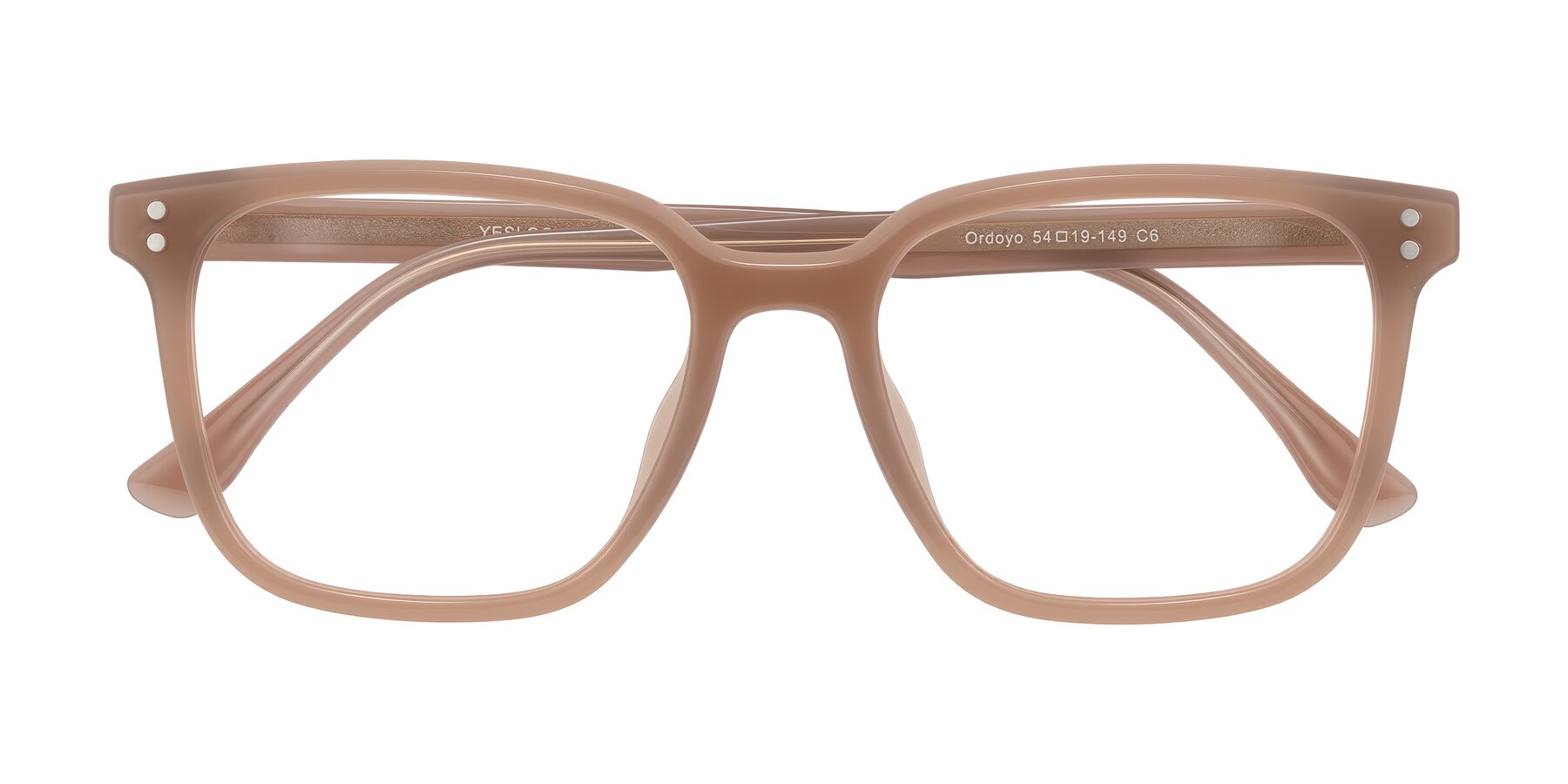 Folded Front of Ordoyo in Chestnut with Clear Eyeglass Lenses