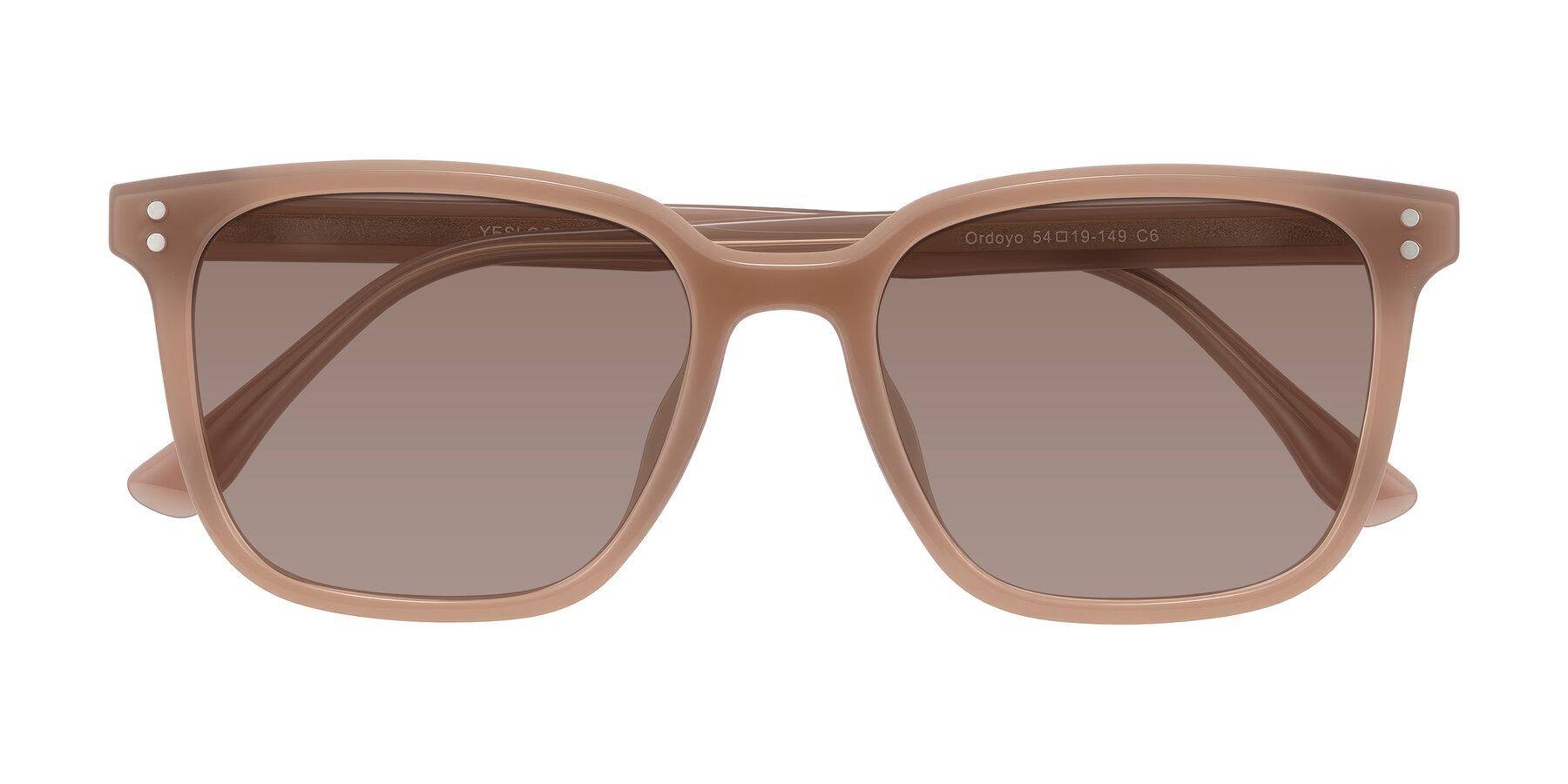 Folded Front of Ordoyo in Chestnut with Medium Brown Tinted Lenses