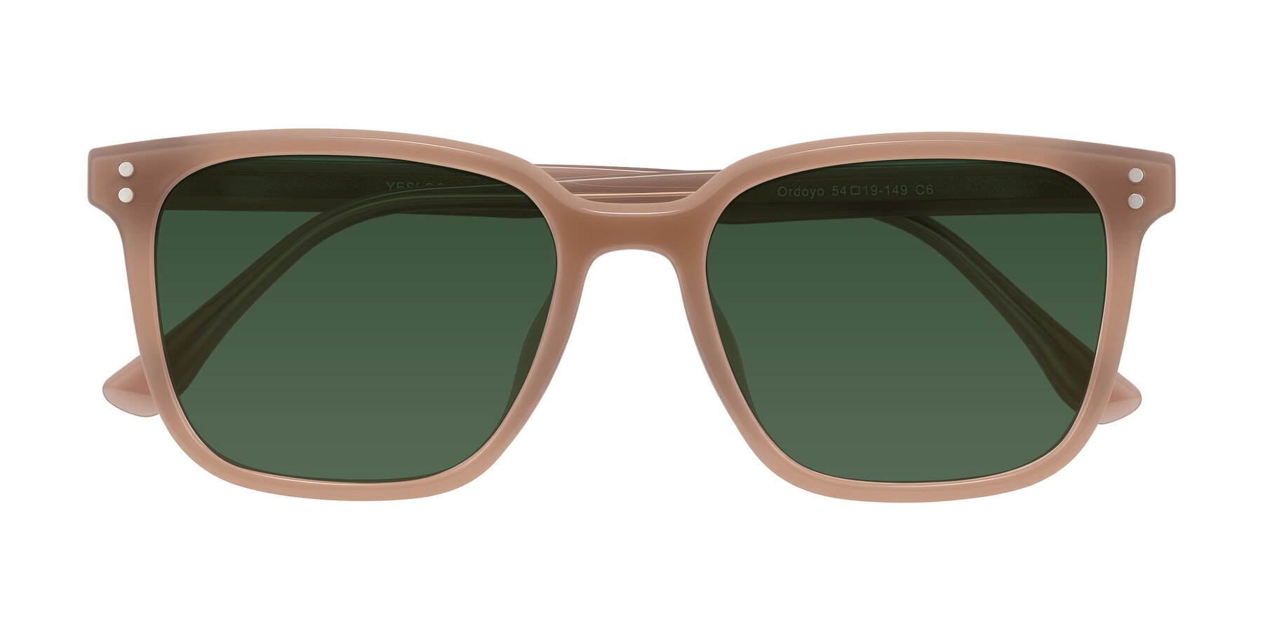Folded Front of Ordoyo in Chestnut with Green Tinted Lenses