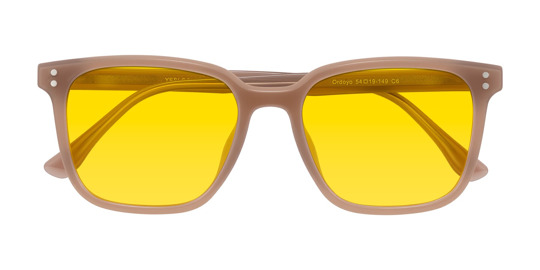 Folded Front of Ordoyo in Chestnut with Yellow Tinted Lenses