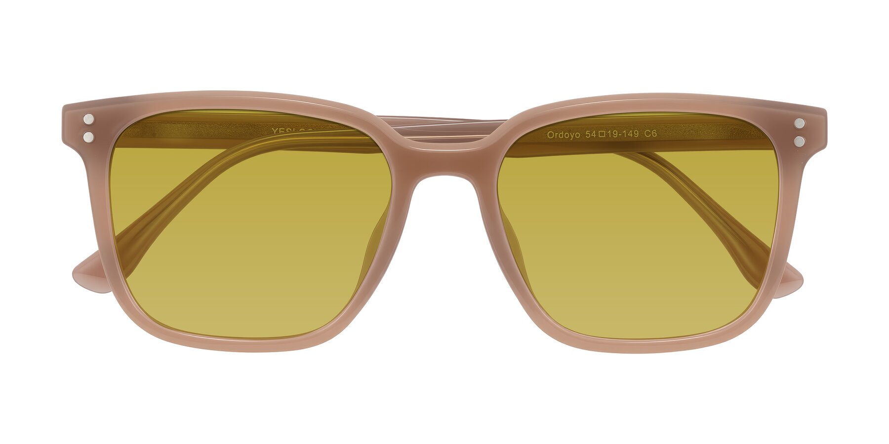 Folded Front of Ordoyo in Chestnut with Champagne Tinted Lenses