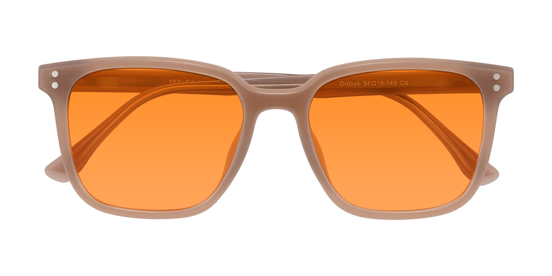 Folded Front of Ordoyo in Chestnut with Orange Tinted Lenses