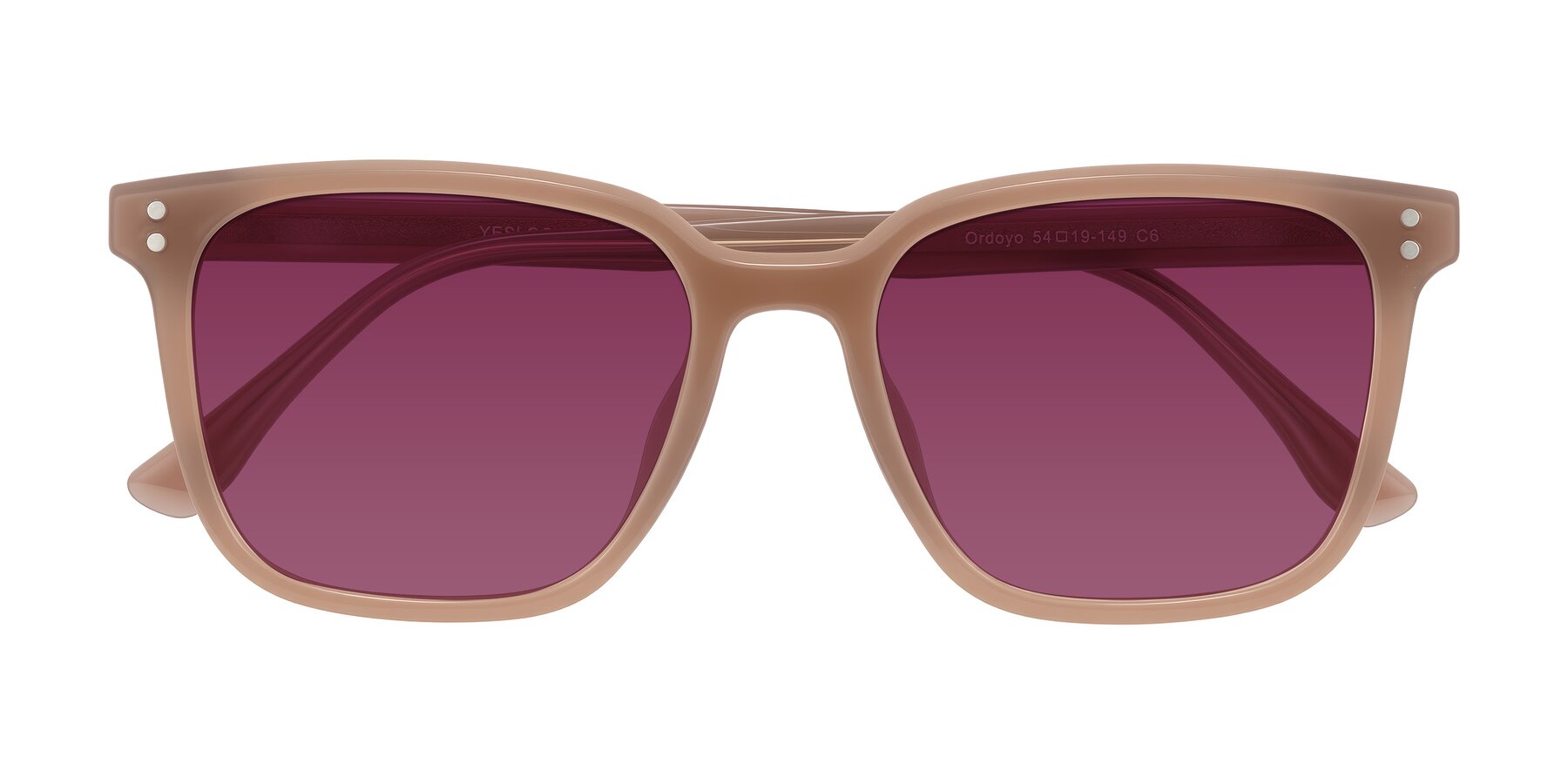 Folded Front of Ordoyo in Chestnut with Wine Tinted Lenses
