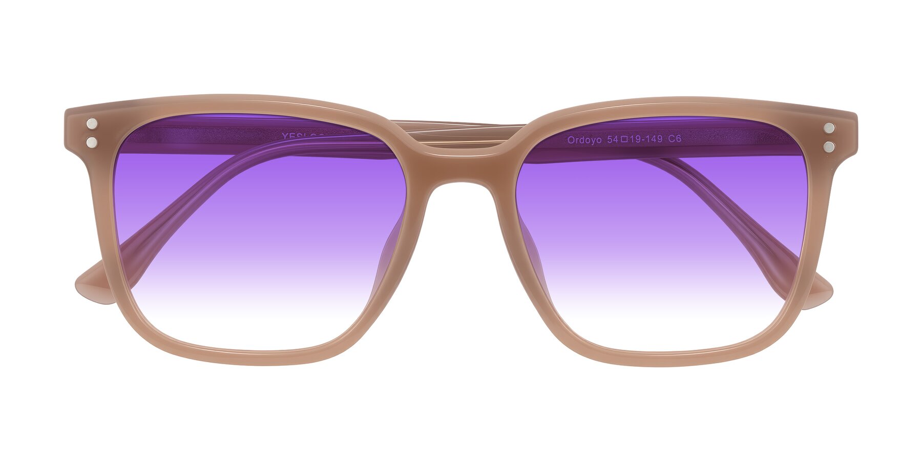 Folded Front of Ordoyo in Chestnut with Purple Gradient Lenses