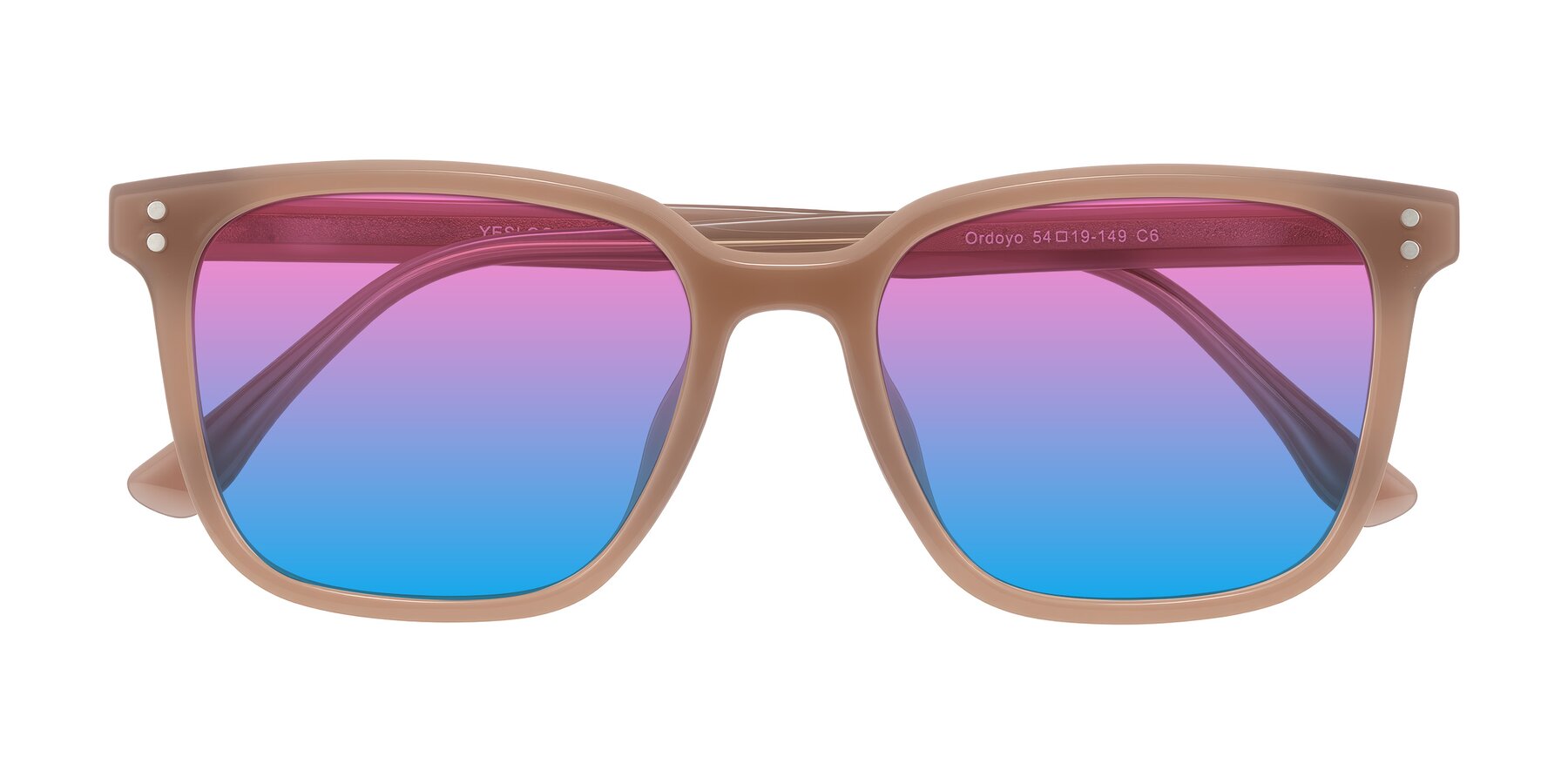Folded Front of Ordoyo in Chestnut with Pink / Blue Gradient Lenses