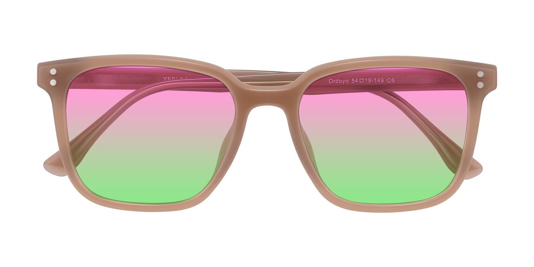 Folded Front of Ordoyo in Chestnut with Pink / Green Gradient Lenses