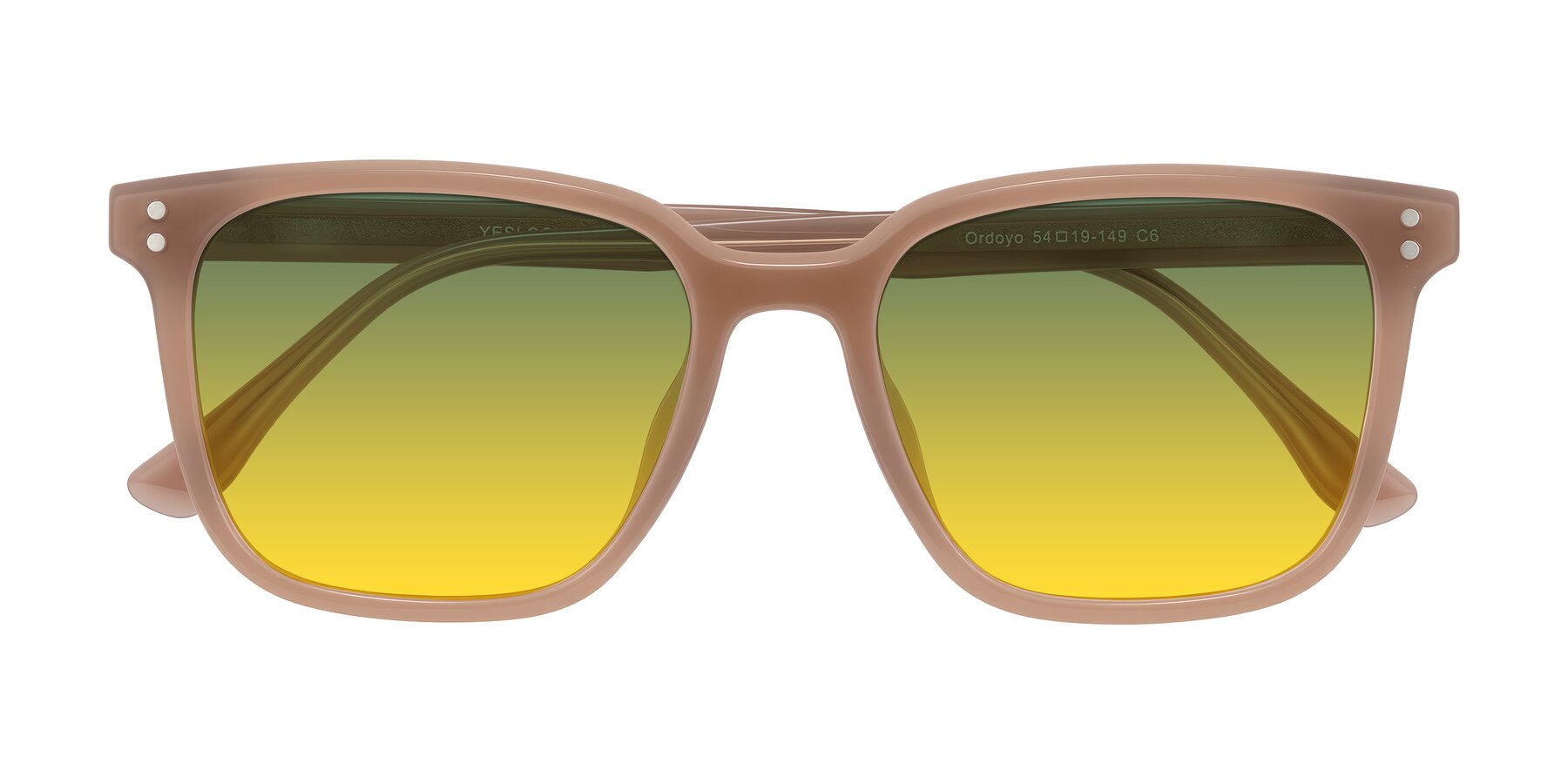Folded Front of Ordoyo in Chestnut with Green / Yellow Gradient Lenses