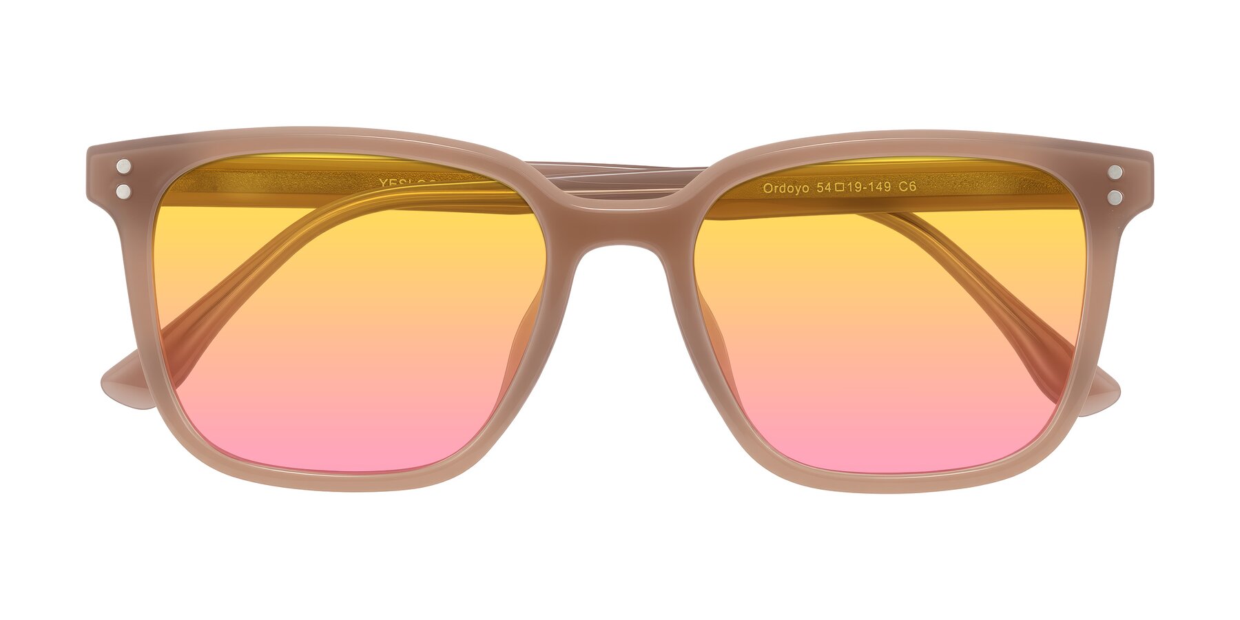 Folded Front of Ordoyo in Chestnut with Yellow / Pink Gradient Lenses