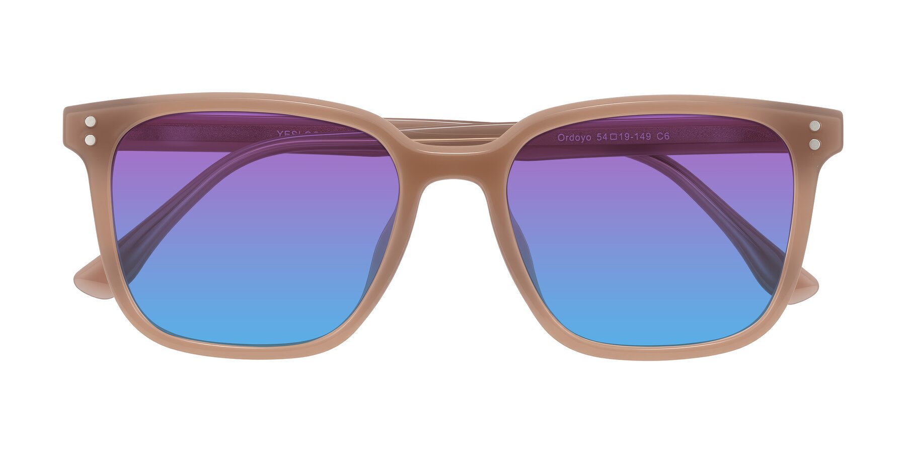 Folded Front of Ordoyo in Chestnut with Purple / Blue Gradient Lenses