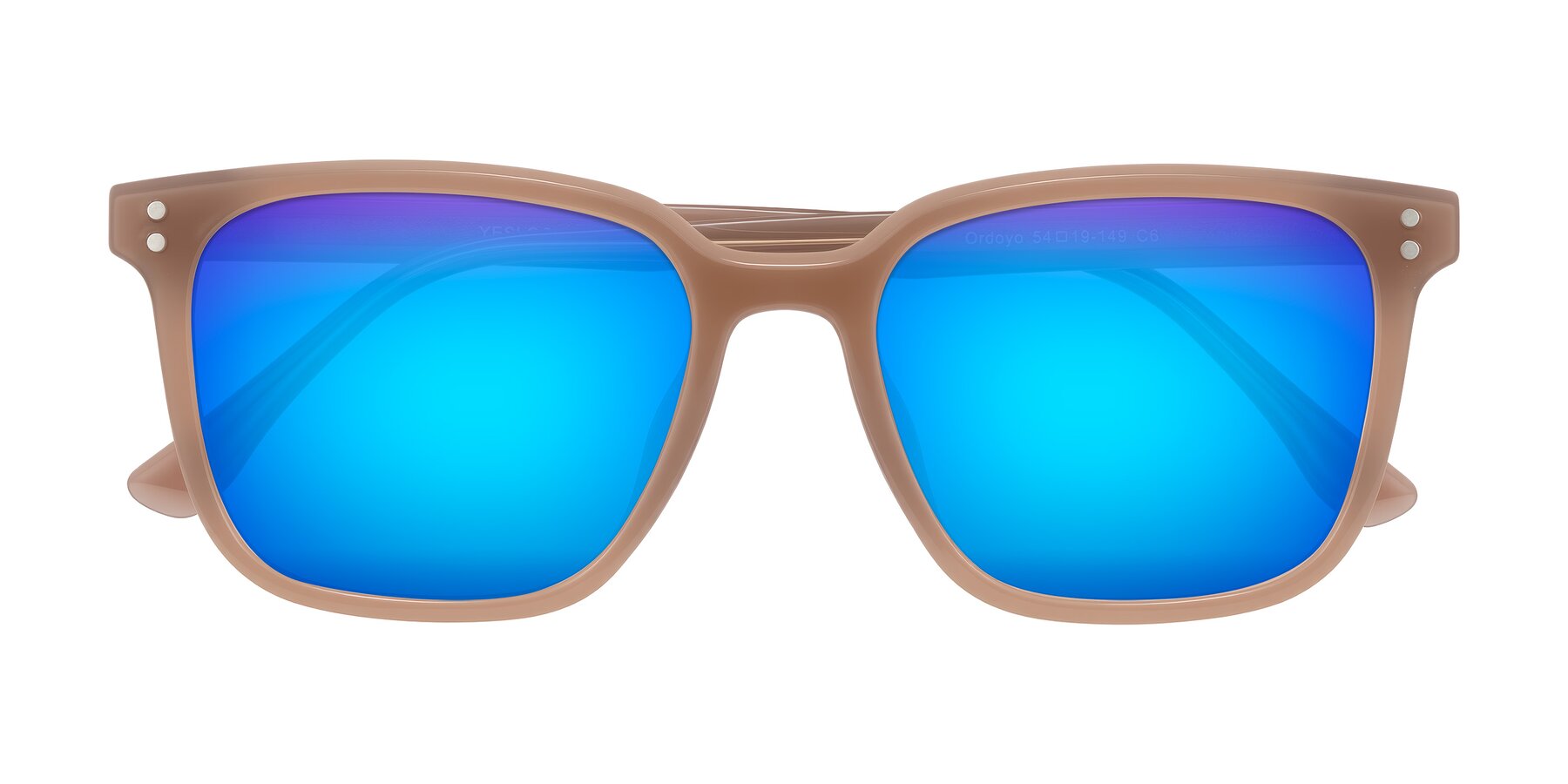 Folded Front of Ordoyo in Chestnut with Blue Mirrored Lenses