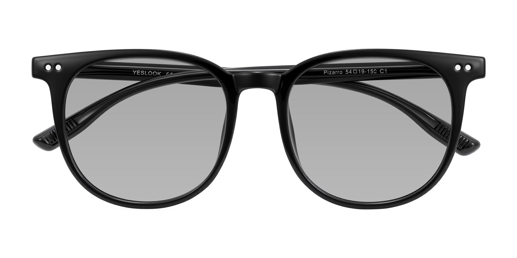 Folded Front of Pizarro in Black with Light Gray Tinted Lenses
