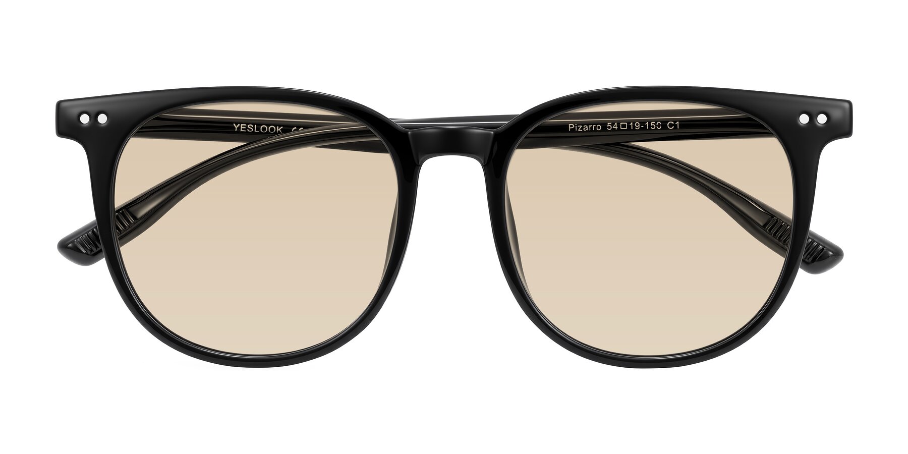 Folded Front of Pizarro in Black with Light Brown Tinted Lenses