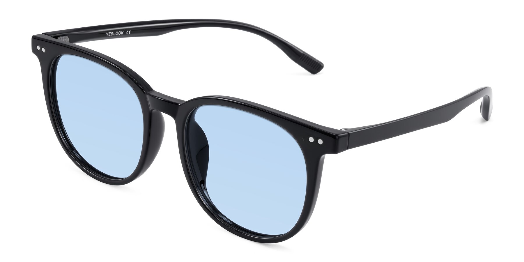 Angle of Pizarro in Black with Light Blue Tinted Lenses