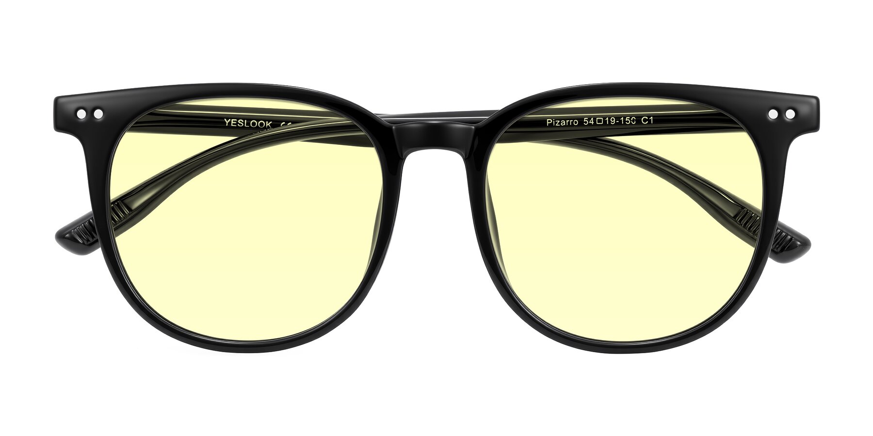 Folded Front of Pizarro in Black with Light Yellow Tinted Lenses