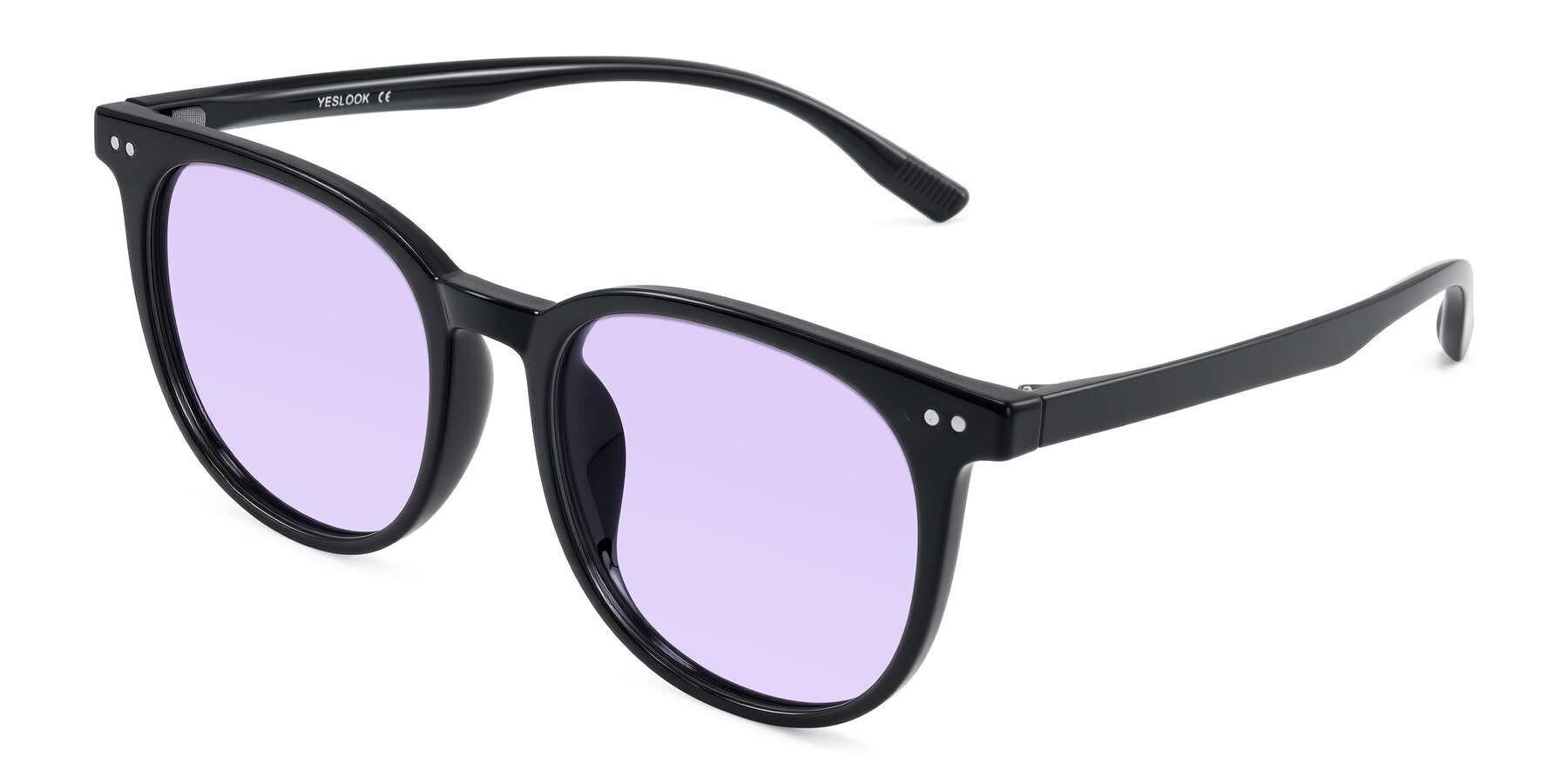 Angle of Pizarro in Black with Light Purple Tinted Lenses