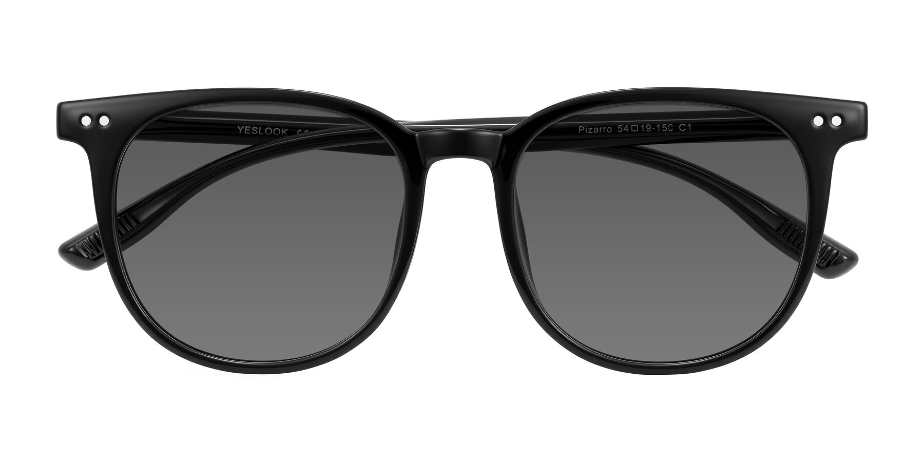 Folded Front of Pizarro in Black with Medium Gray Tinted Lenses
