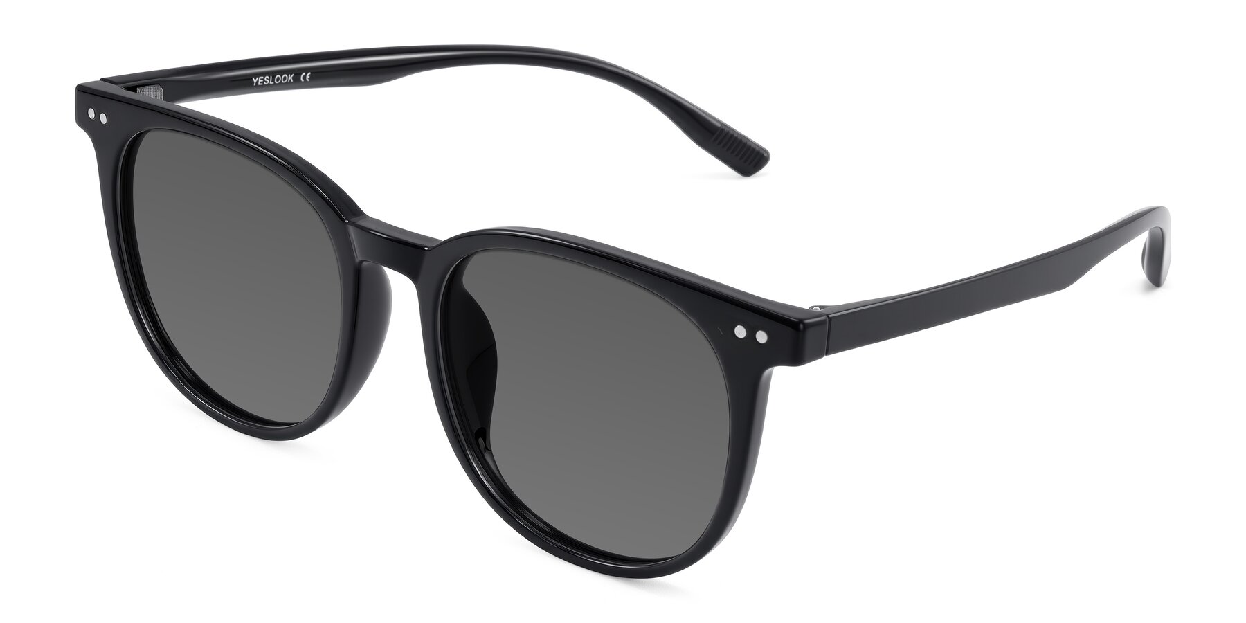 Angle of Pizarro in Black with Medium Gray Tinted Lenses