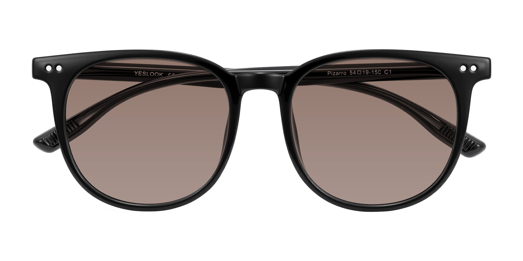 Folded Front of Pizarro in Black with Medium Brown Tinted Lenses