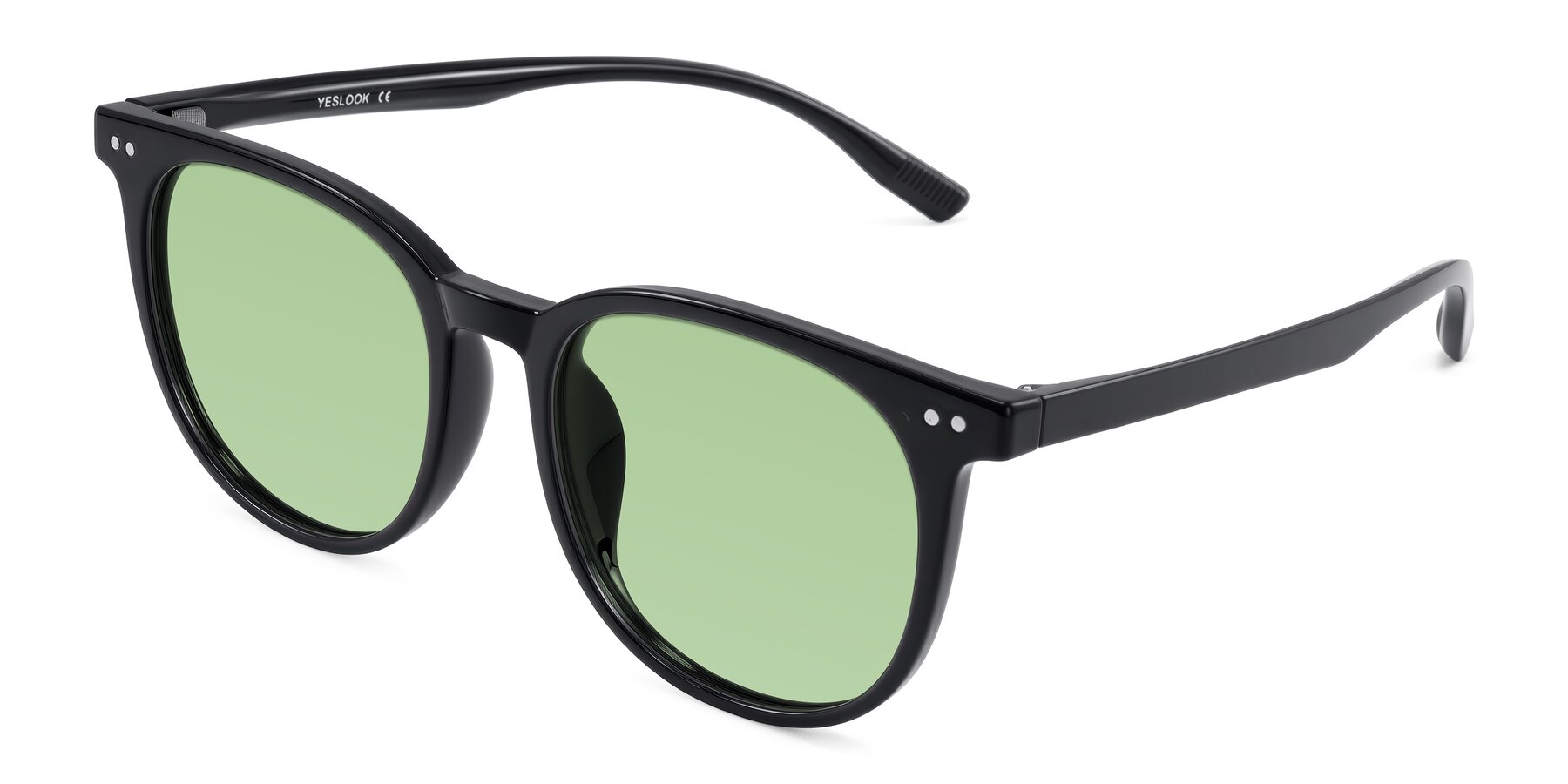 Angle of Pizarro in Black with Medium Green Tinted Lenses
