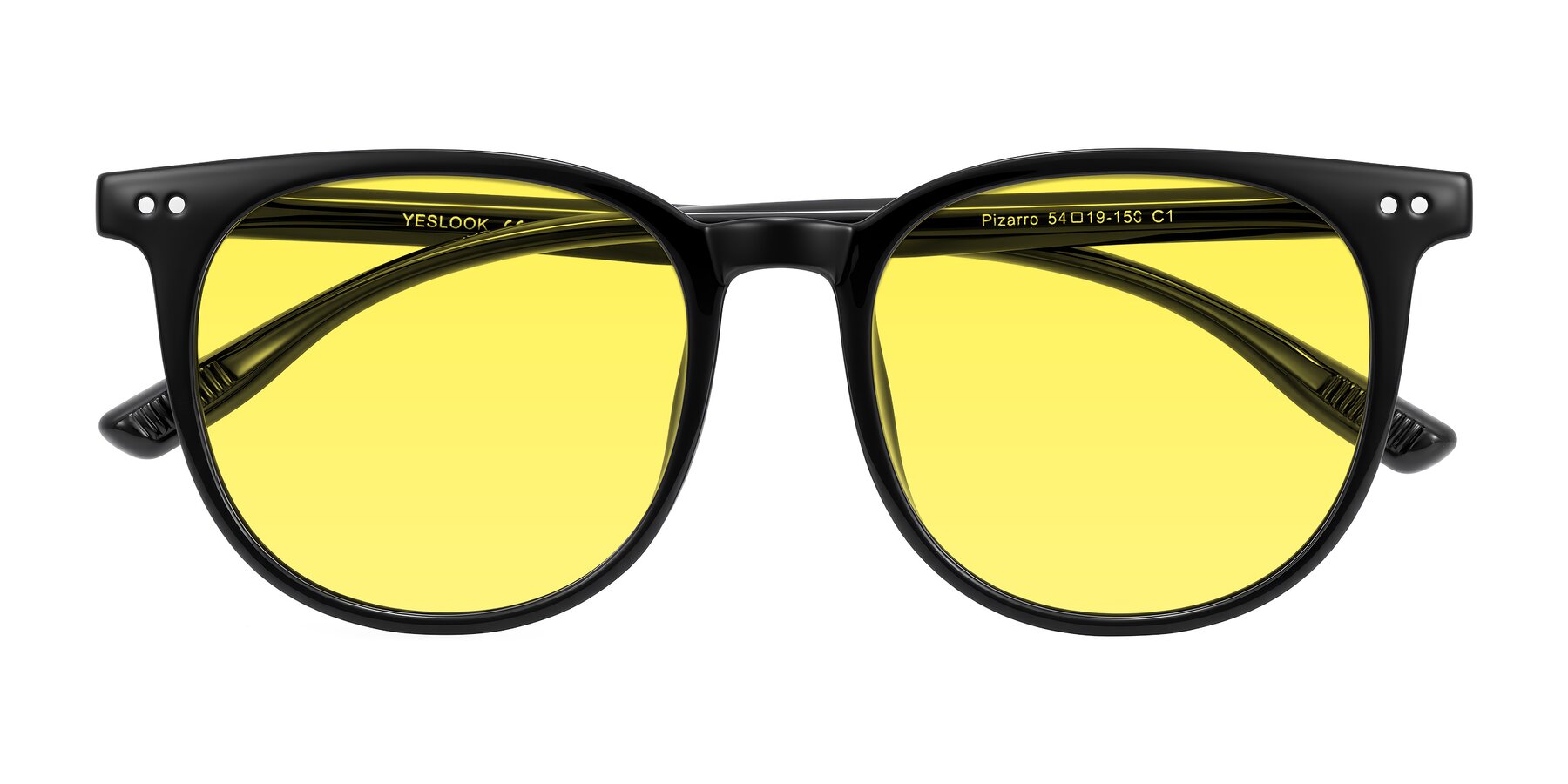 Folded Front of Pizarro in Black with Medium Yellow Tinted Lenses