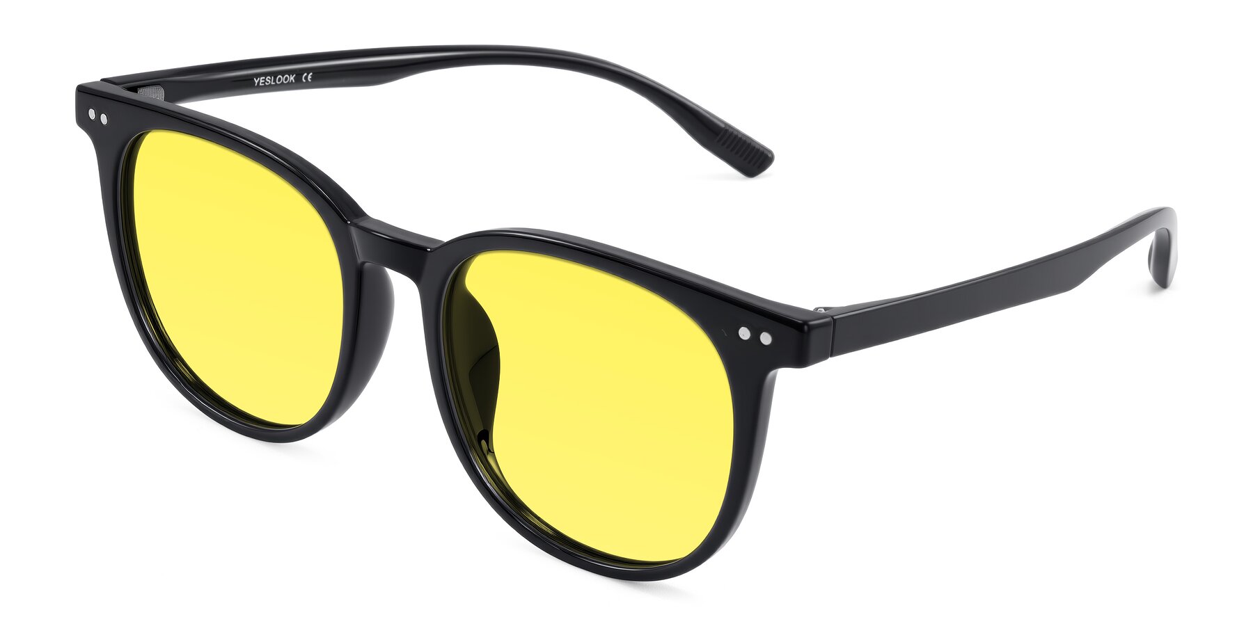 Angle of Pizarro in Black with Medium Yellow Tinted Lenses