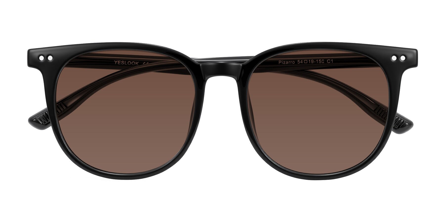 Folded Front of Pizarro in Black with Brown Tinted Lenses