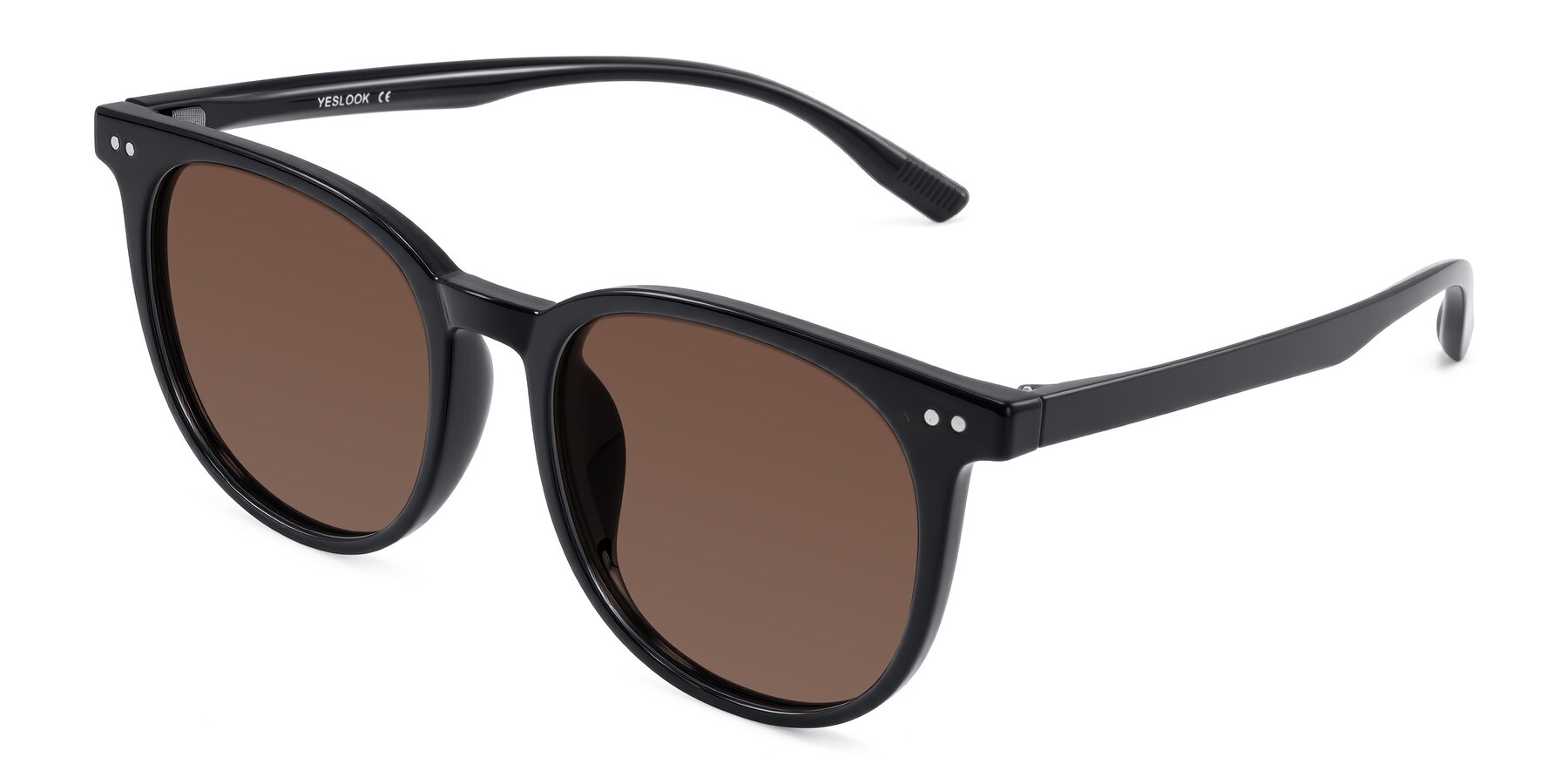 Angle of Pizarro in Black with Brown Tinted Lenses