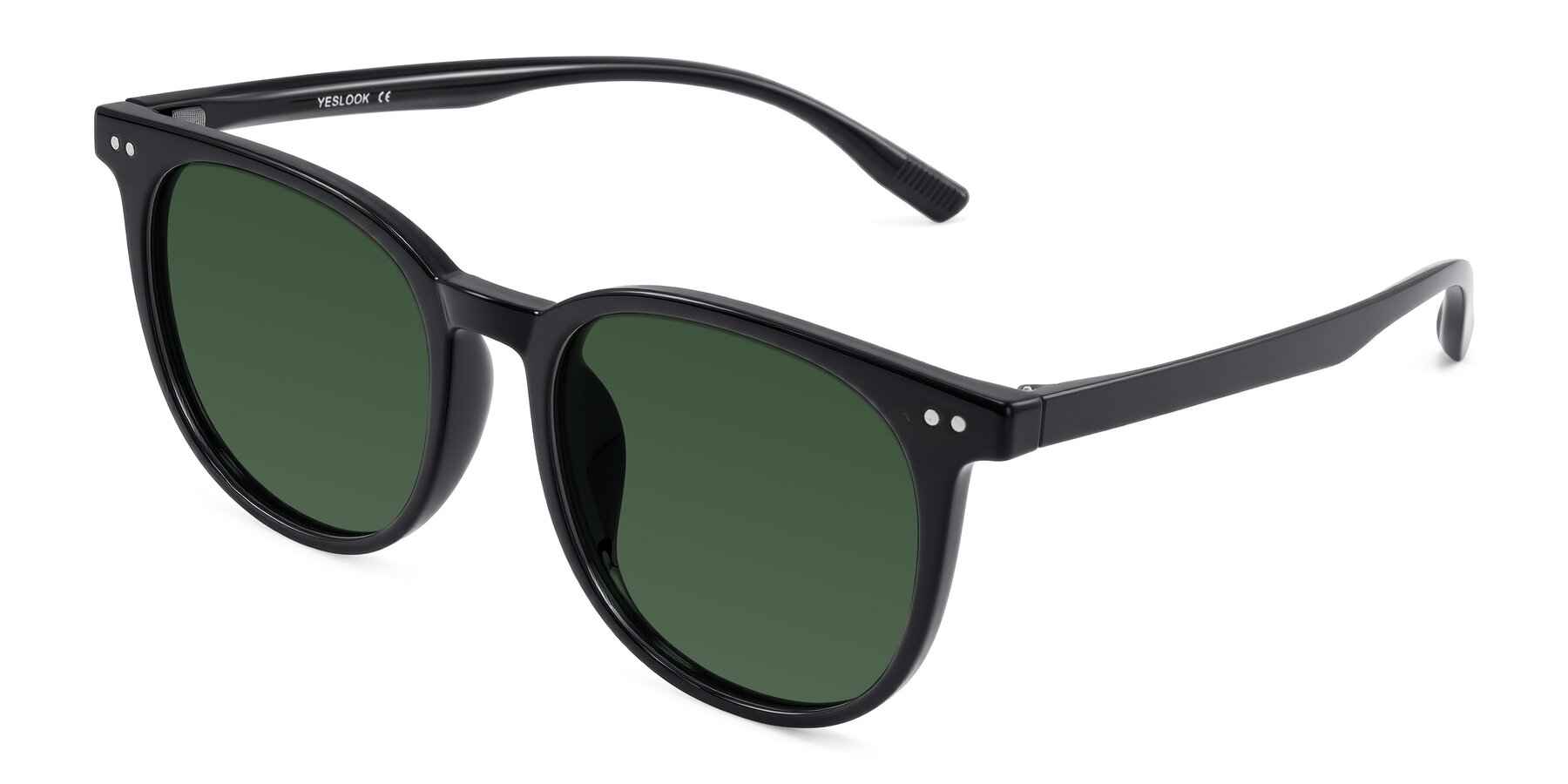 Angle of Pizarro in Black with Green Tinted Lenses