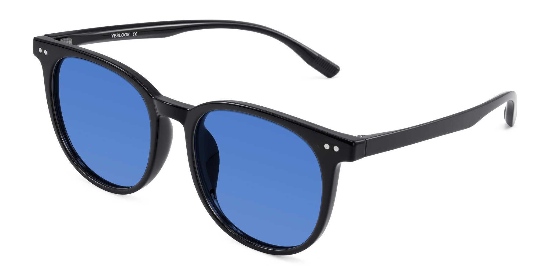 Angle of Pizarro in Black with Blue Tinted Lenses