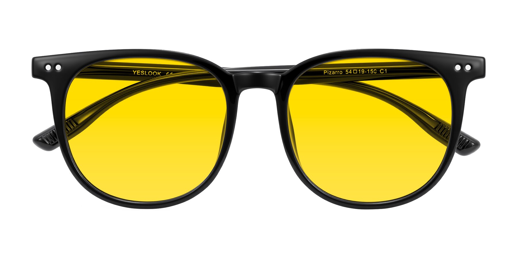 Folded Front of Pizarro in Black with Yellow Tinted Lenses