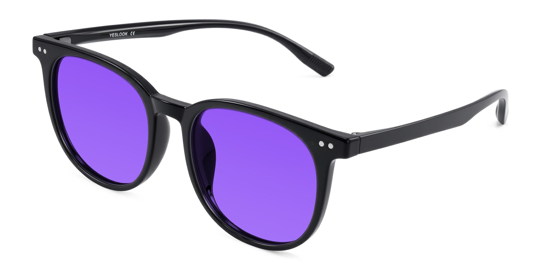 Angle of Pizarro in Black with Purple Tinted Lenses