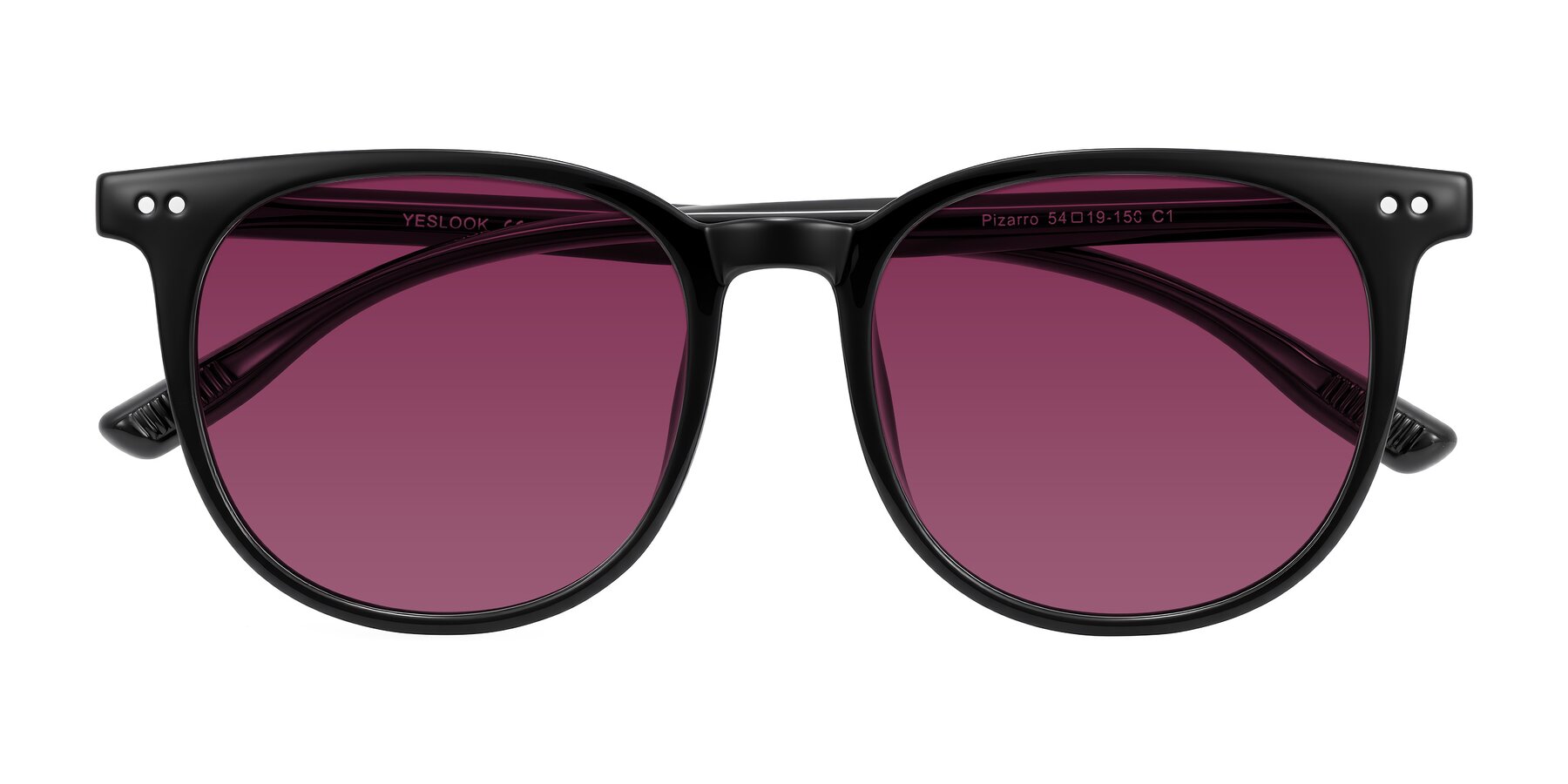 Folded Front of Pizarro in Black with Wine Tinted Lenses