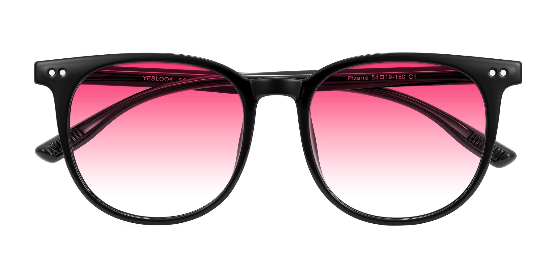Folded Front of Pizarro in Black with Pink Gradient Lenses