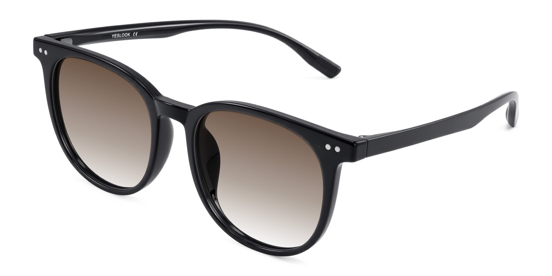 Angle of Pizarro in Black with Brown Gradient Lenses