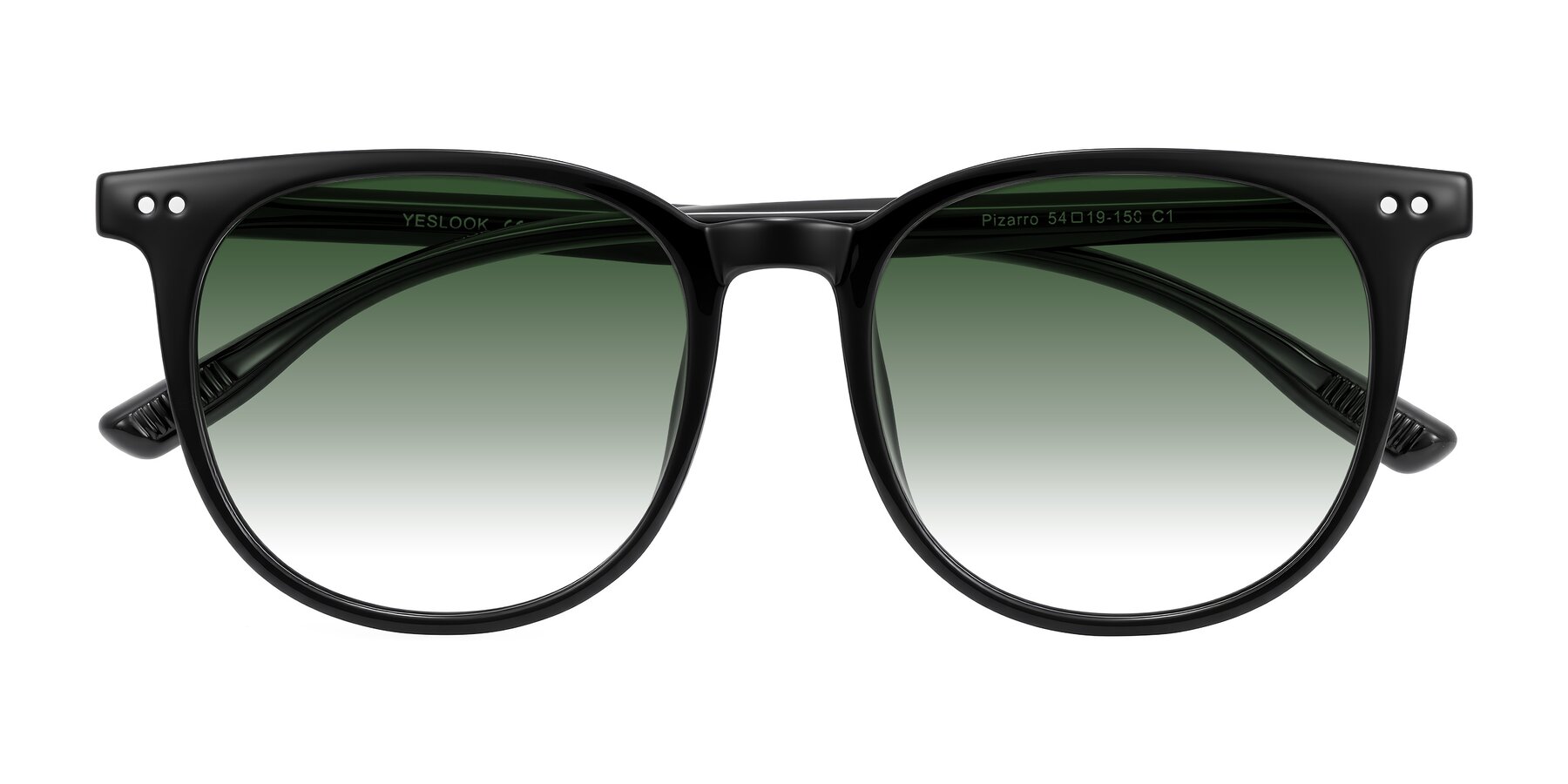 Folded Front of Pizarro in Black with Green Gradient Lenses