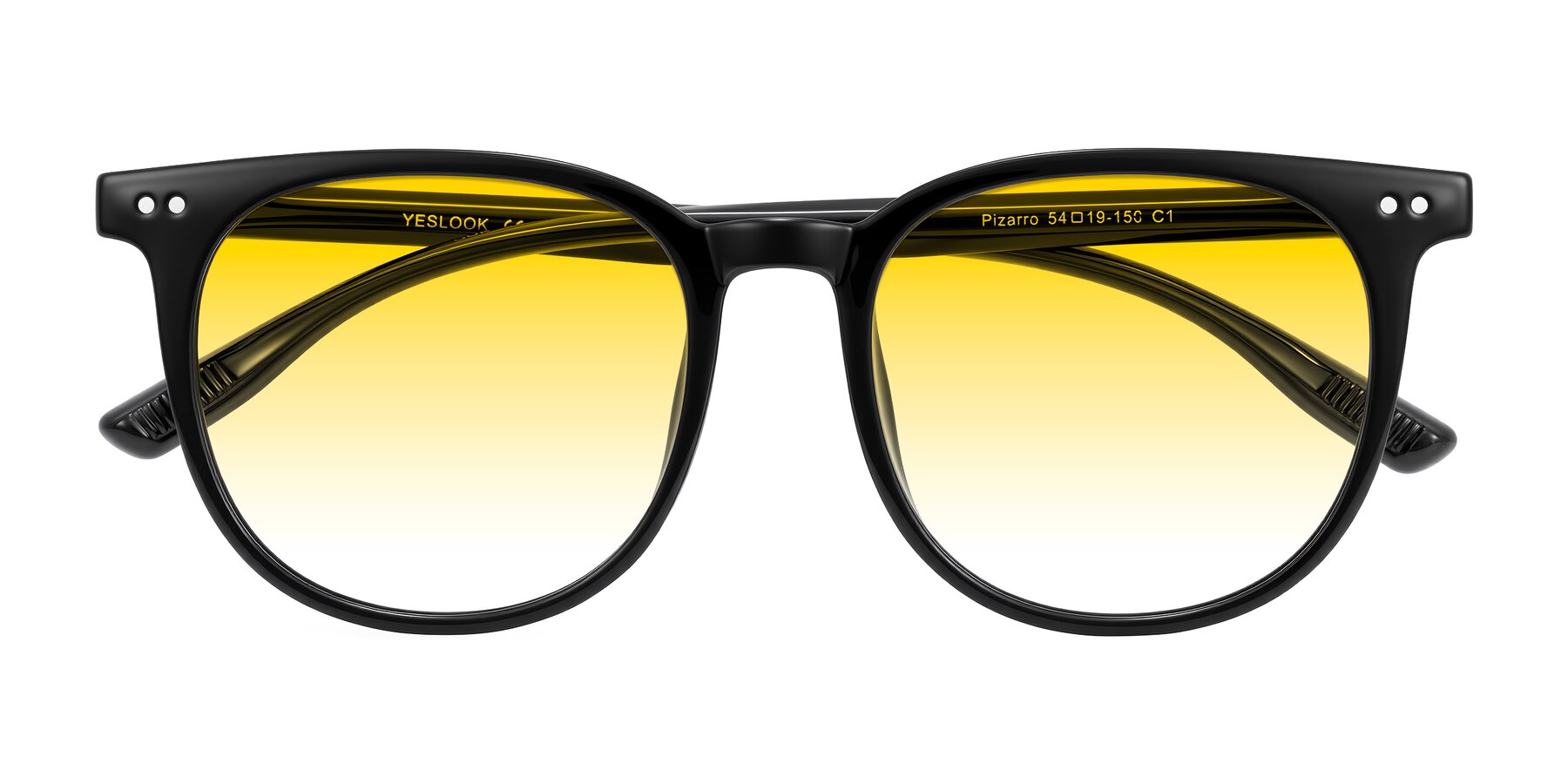 Folded Front of Pizarro in Black with Yellow Gradient Lenses