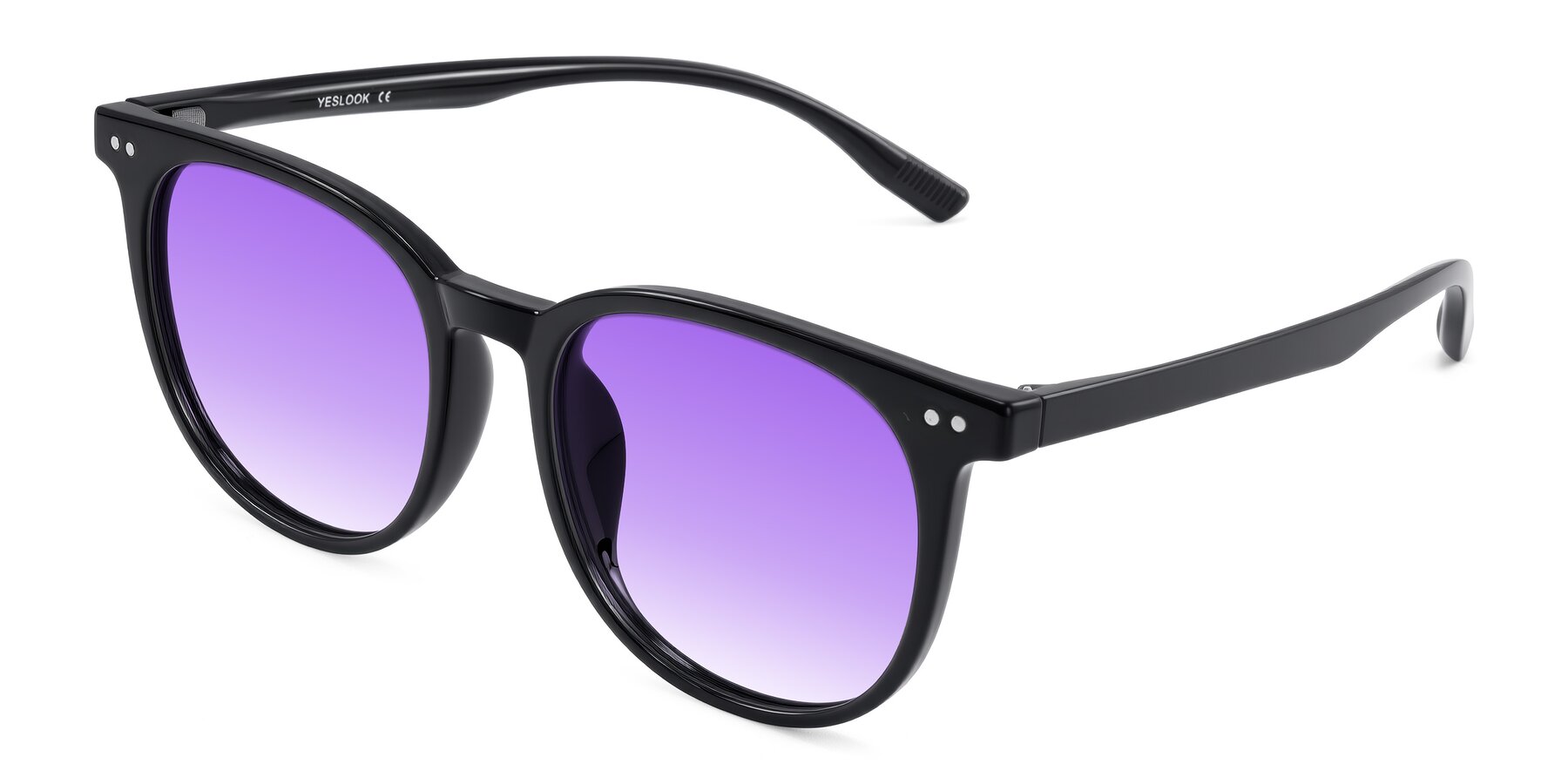 Angle of Pizarro in Black with Purple Gradient Lenses