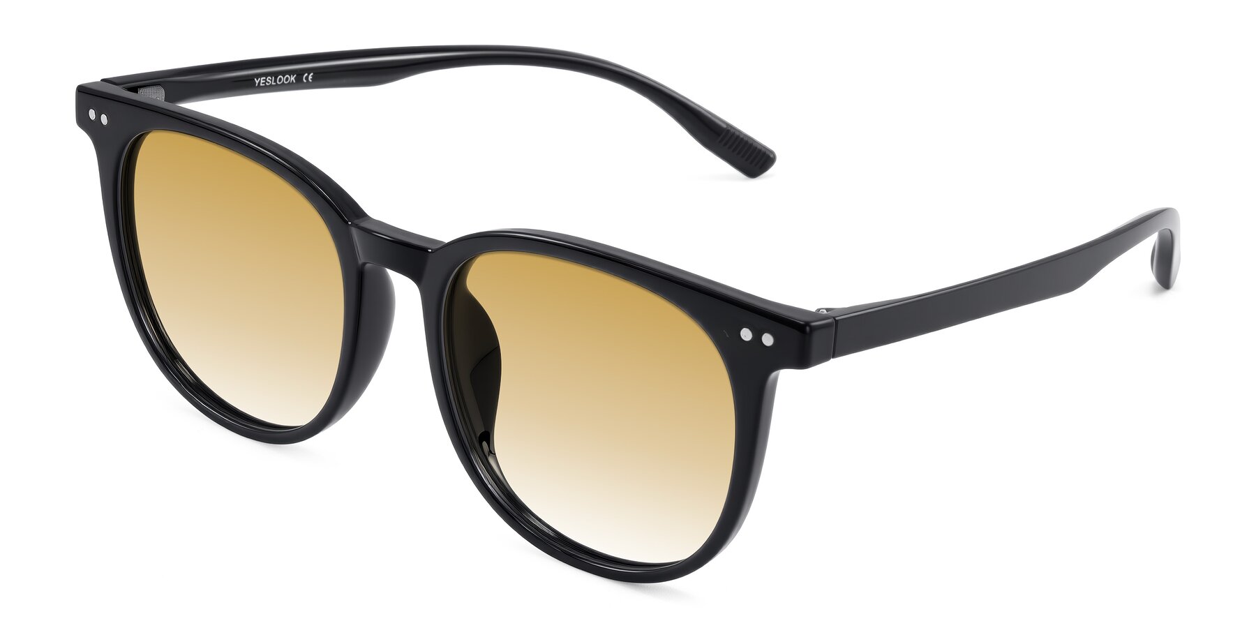Angle of Pizarro in Black with Champagne Gradient Lenses