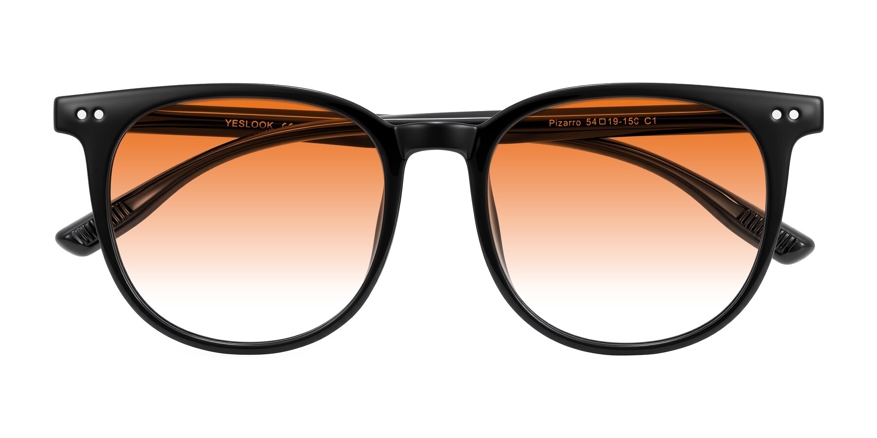 Folded Front of Pizarro in Black with Orange Gradient Lenses