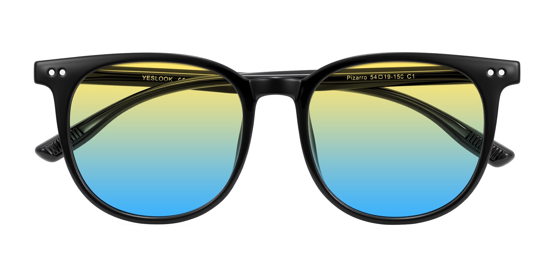 Folded Front of Pizarro in Black with Yellow / Blue Gradient Lenses