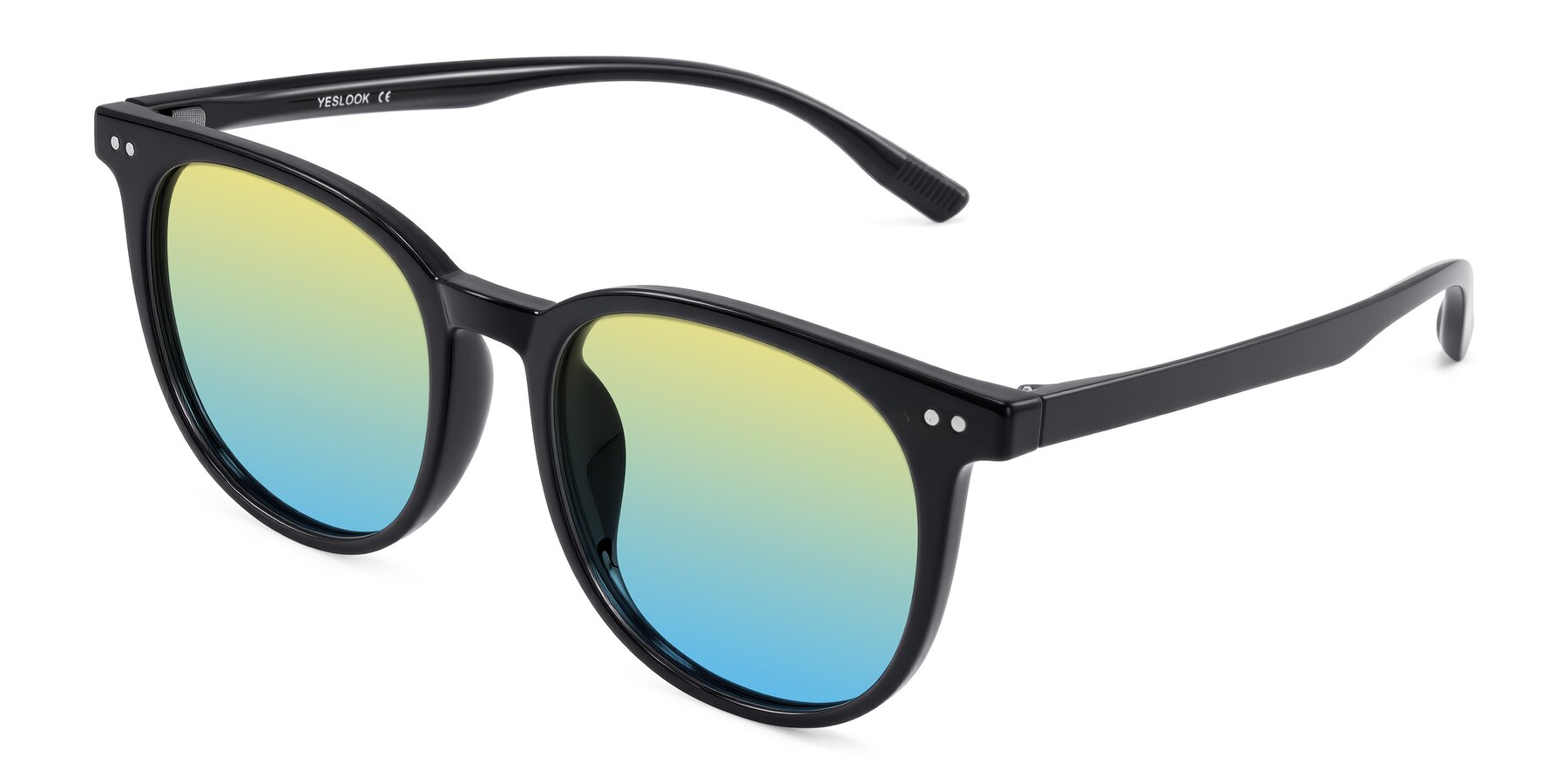 Angle of Pizarro in Black with Yellow / Blue Gradient Lenses