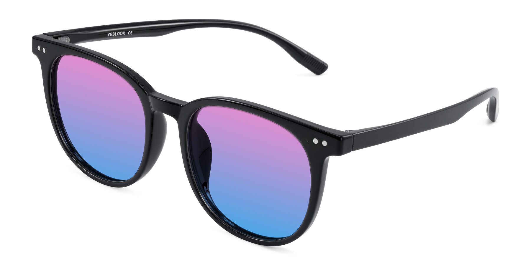 Angle of Pizarro in Black with Pink / Blue Gradient Lenses