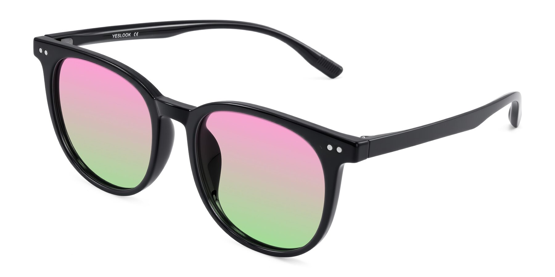 Angle of Pizarro in Black with Pink / Green Gradient Lenses