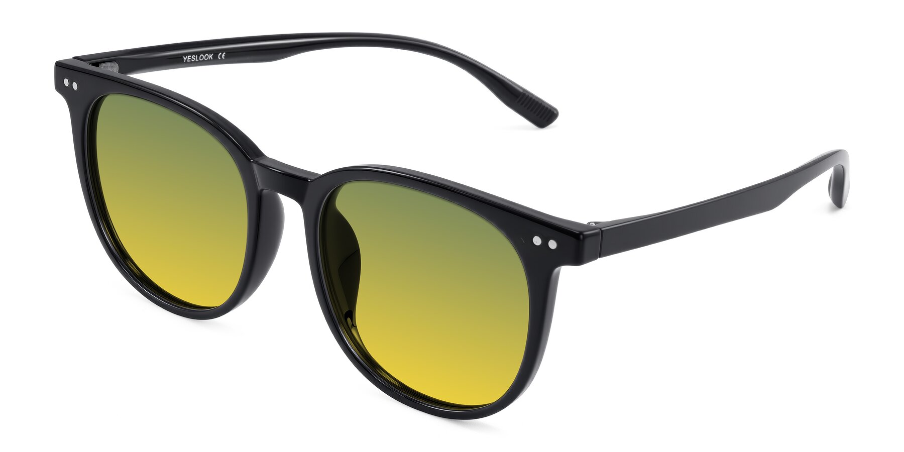 Angle of Pizarro in Black with Green / Yellow Gradient Lenses