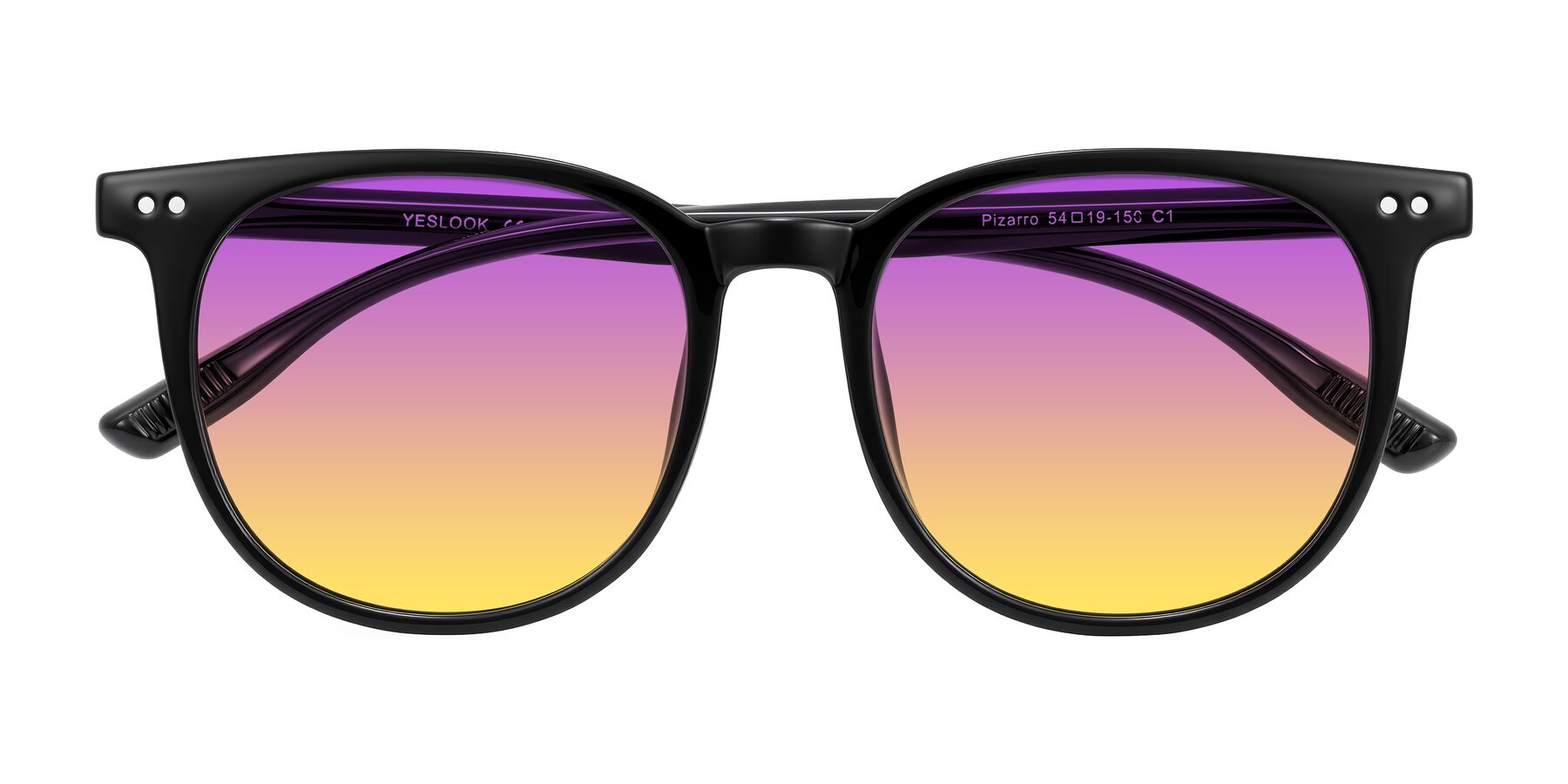 Folded Front of Pizarro in Black with Purple / Yellow Gradient Lenses