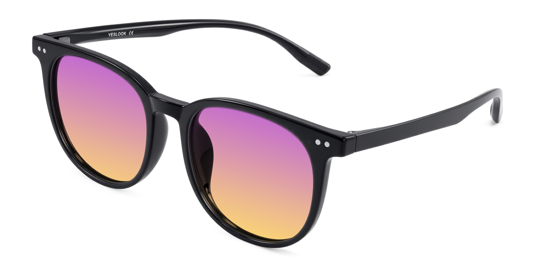 Angle of Pizarro in Black with Purple / Yellow Gradient Lenses