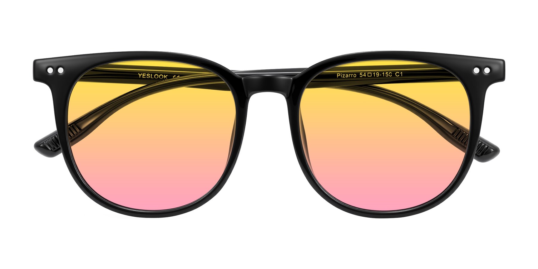 Folded Front of Pizarro in Black with Yellow / Pink Gradient Lenses