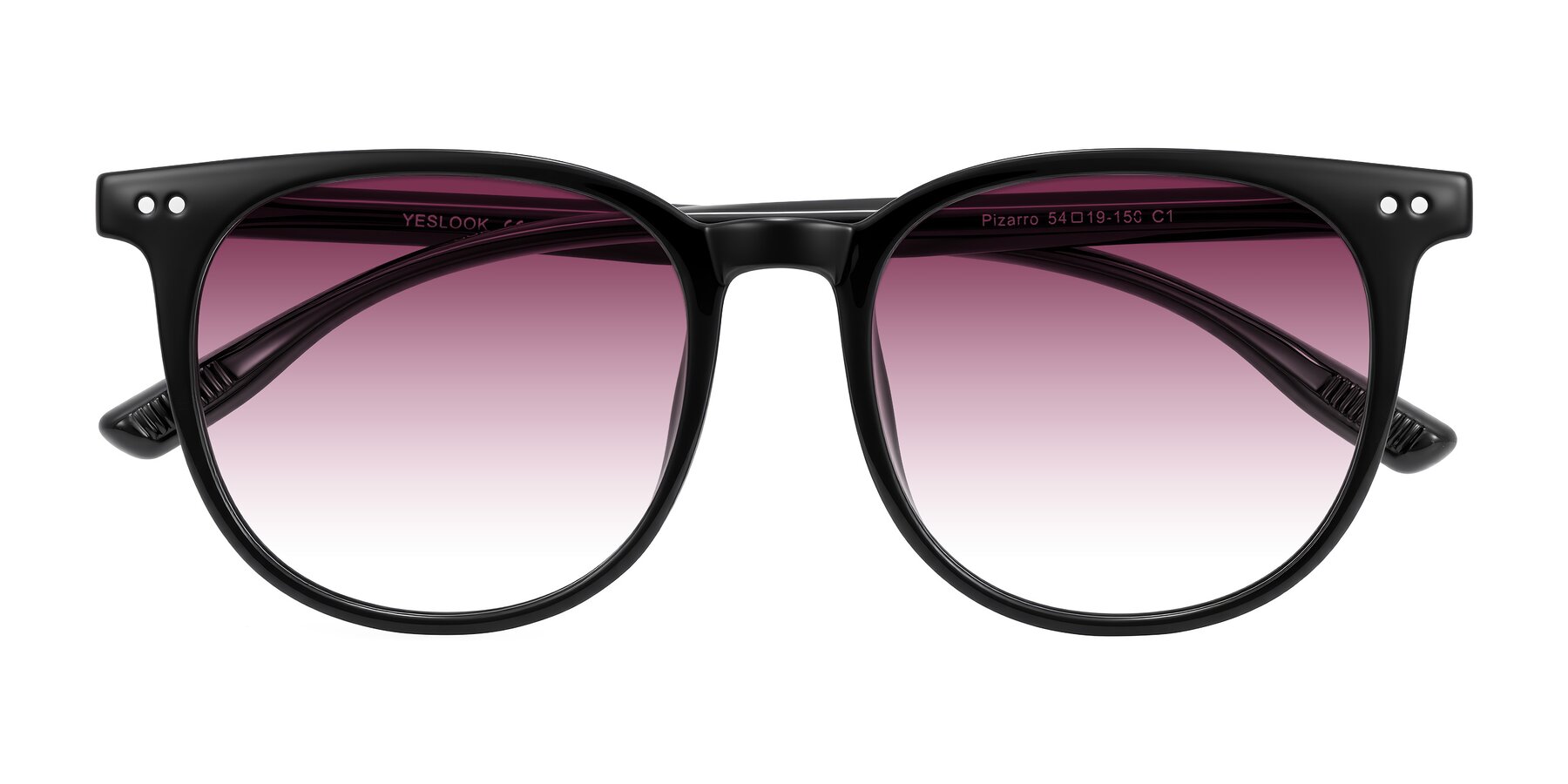 Folded Front of Pizarro in Black with Wine Gradient Lenses