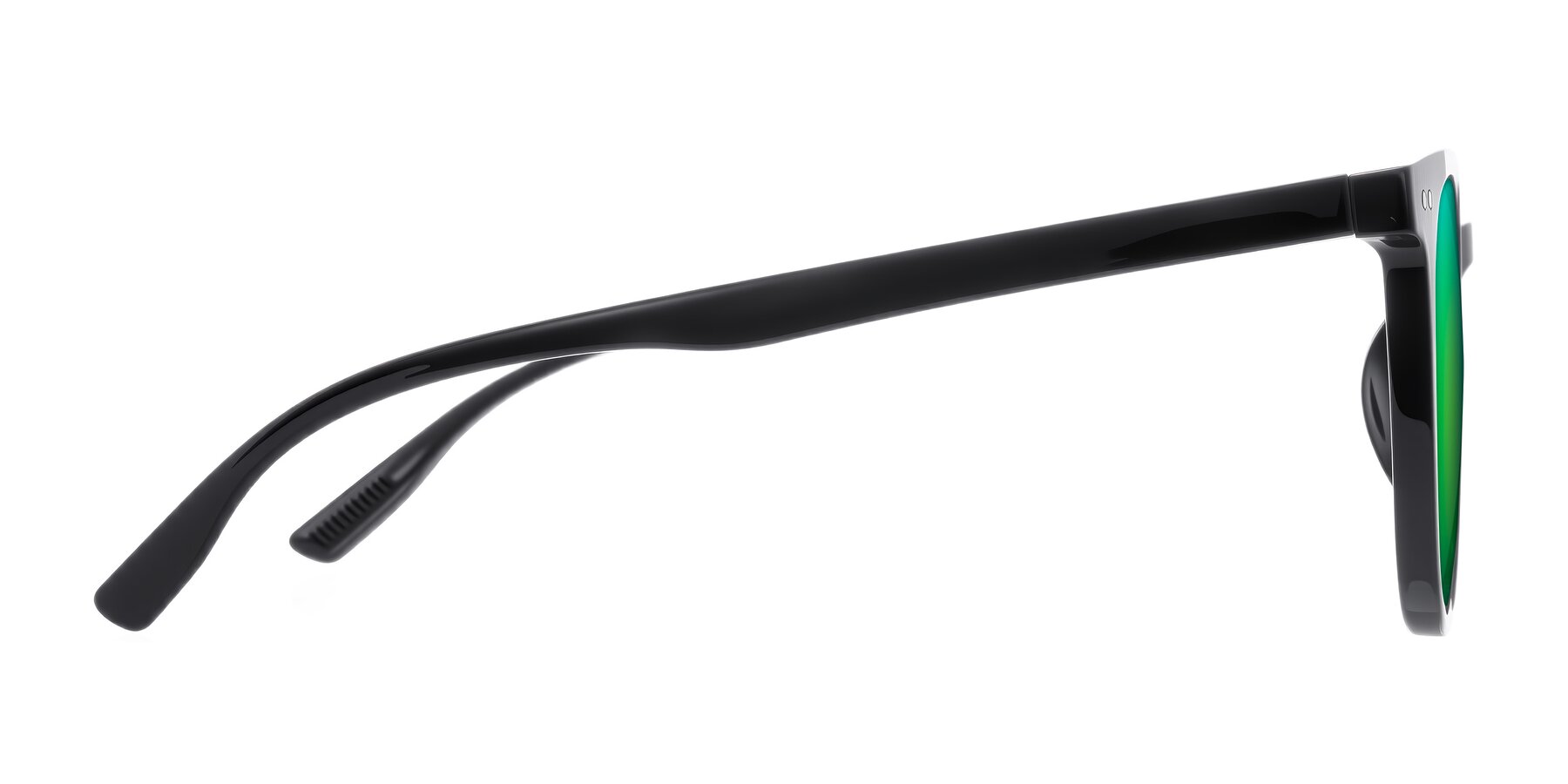 Side of Pizarro in Black with Green Mirrored Lenses