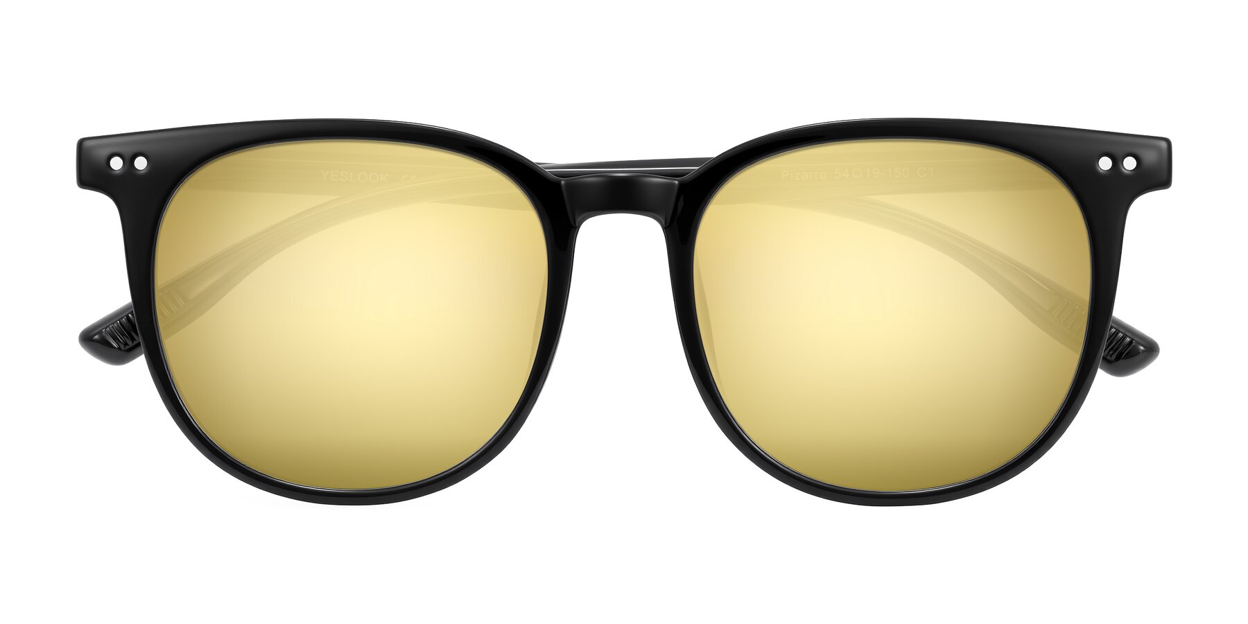 Folded Front of Pizarro in Black with Gold Mirrored Lenses